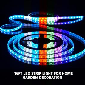 img 1 attached to 🌈 16.4ft 5050 RGB LED Color Changing Strip Lights with 44 Keys IR Remote and 12V Power Supply - Ideal for Home, Bedroom, Kitchen, Cabinet & DIY Decoration