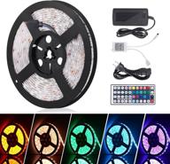 🌈 16.4ft 5050 rgb led color changing strip lights with 44 keys ir remote and 12v power supply - ideal for home, bedroom, kitchen, cabinet & diy decoration логотип