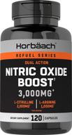 nitric oxide booster 3000mg by horbaach: powerful nitric oxide pills with l arginine and l citrulline for pre workout - 120 capsules, non-gmo and gluten-free formula for men and women logo