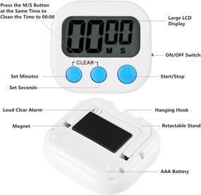 img 2 attached to Brisica Kitchen Timer - Digital Classroom Timer for Teachers and Kids - Loud Alarm, Magnetic Backing & Stand - Minute/Second Count Up/Countdown Timer for Cooking, Studying, Homework, Exercise (Green)