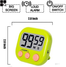 img 3 attached to Brisica Kitchen Timer - Digital Classroom Timer for Teachers and Kids - Loud Alarm, Magnetic Backing & Stand - Minute/Second Count Up/Countdown Timer for Cooking, Studying, Homework, Exercise (Green)