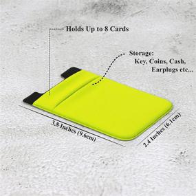 img 3 attached to 📱 3 Stick-On Phone Card Pouch and 1 Wallet Shield with RFID Blocking Card - Adhesive Phone Pocket Wallet for Phones and Cases - Holds Credit Cards, Cash, Driver's License, Earphones - Pink, Green, Orange