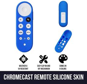 img 3 attached to 📺 Wasserstein Blue Silicone Protective Skin for Chromecast with Google TV Remote Control – Enhanced Remote Cover for Added Safety