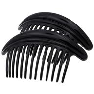 👱 camila paris mp978/2 french hair side combs - large 6.5 inch black curved flexible durable cellulose hair combs for women - strong hold hair clips, no slip styling accessories - made in france logo