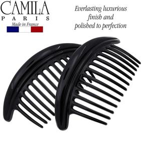 img 1 attached to 👱 Camila Paris MP978/2 French Hair Side Combs - Large 6.5 Inch Black Curved Flexible Durable Cellulose Hair Combs for Women - Strong Hold Hair Clips, No Slip Styling Accessories - Made in France