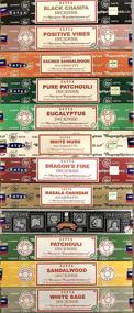 img 1 attached to 🔥 Satya Bangalore (BNG) Set of 12 Incense Sticks: Black Champa, Positive Vibes, White Musk, Masala Chandan, Sandalwood, Patchouli, Pure Patchouli, Super Hit, White Sage, Dragon's Fire, Sacred Sandalwood, Eucalyptus