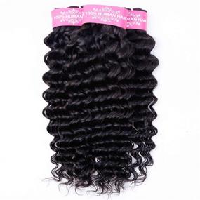 img 1 attached to 🌊 Brazilian Deep Wave Bundles with Closure - 10A Unprocessed Virgin Human Hair (70g/Bundles, 12 14 16+10 Closure) - RESACA Brazilian Deep Wave Hair