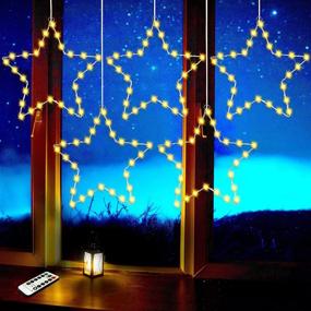 img 4 attached to 🌟 Joiedomi 5Pack Christmas Window Star Lights - Timer, Battery Operated, 8 Lighting Modes, 5 Remote Controls - Xmas Home Party Garden Patio Porch Decor, Indoor Outdoor - Warm White