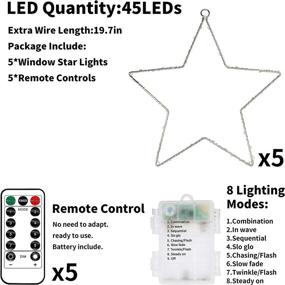 img 1 attached to 🌟 Joiedomi 5Pack Christmas Window Star Lights - Timer, Battery Operated, 8 Lighting Modes, 5 Remote Controls - Xmas Home Party Garden Patio Porch Decor, Indoor Outdoor - Warm White