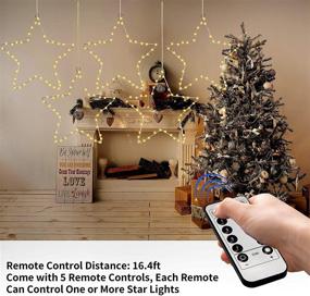 img 2 attached to 🌟 Joiedomi 5Pack Christmas Window Star Lights - Timer, Battery Operated, 8 Lighting Modes, 5 Remote Controls - Xmas Home Party Garden Patio Porch Decor, Indoor Outdoor - Warm White