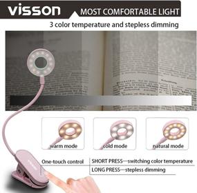 img 2 attached to 📚 Visson Stepless Dimming Book Light: 12 LED Reading Lights for Bedtime Reading, with 3 Color Temperatures. Rechargeable Clip-on Light with Magnetic Function - Ideal for Bookworms and Kids!