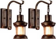 🌙 moonkist vintage glass wall sconce fixtures 2-pack: rustic nordic retro black painted color wall lamp, perfect for restaurant, home bar, bedroom, bedside, corridor decoration (bulb not included) логотип