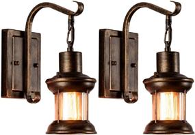 img 4 attached to 🌙 MOONKIST Vintage Glass Wall Sconce Fixtures 2-Pack: Rustic Nordic Retro Black Painted Color Wall Lamp, Perfect for Restaurant, Home Bar, Bedroom, Bedside, Corridor Decoration (Bulb not included)