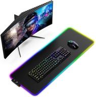 dpower увеличенная rgb-подсветка для игровой мыши - большая светодиодная мягкая подставка для мыши с 13 режимами подсветки, водонепроницаемая клавиатурная панель, антикапельная база - идеально для геймеров, fps / moba / пк, офисный стол логотип