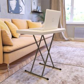 img 4 attached to Versatile Folding Table: Flash Furniture Granite White, Height Adjustable 📺 30 Inch - Perfect TV Tray or Commercial Grade Laptop Table