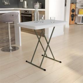 img 3 attached to Versatile Folding Table: Flash Furniture Granite White, Height Adjustable 📺 30 Inch - Perfect TV Tray or Commercial Grade Laptop Table