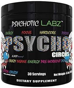 img 2 attached to 🎪 Psychotic Labz Psycho Circus High Stim Pre Workout Powder - Enhanced Energy, Focus, Strength, and Pumps! Beta Alanine, Creatine, Caffeine, Ampiberry, DMAE Bitartrate - 30 Servings - Cotton Candy Flavor