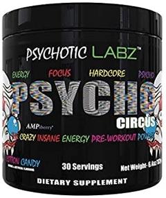 img 1 attached to 🎪 Psychotic Labz Psycho Circus High Stim Pre Workout Powder - Enhanced Energy, Focus, Strength, and Pumps! Beta Alanine, Creatine, Caffeine, Ampiberry, DMAE Bitartrate - 30 Servings - Cotton Candy Flavor