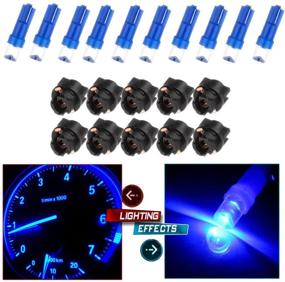 img 2 attached to 🔴 cciyu 10x T5 37 74 Wedge SMD Led Bulbs - Red Instrument Cluster Light Panel Gauge Lamp + 10x Twist Sockets + Concave Blue Dash Light Bulb - T5 Cluster Plug Lamp for Instrument Panel