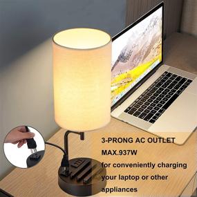 img 2 attached to 💡 Dreamholder Table Lamp: Modern Desk Lamp with USB Charging Ports, AC Outlet, and Phone Stands - Ideal Bedside Lamp for Bedroom, Living Room, Office (Pack of 2)