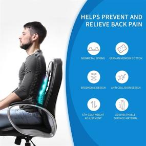 img 2 attached to 🪑 Marofin Support Lumbar Pillow: Premium Memory Foam Back Cushion for Office Chair & Car with 5-Speed Height Adjustment (Black)