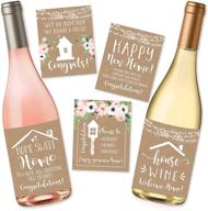 🏡 unique real estate gifts: 5 rustic housewarming presents & new homeowner stickers/wine labels gift set ideas for a congrats home sweet home party логотип