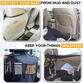 img 1 attached to 🚗 EcoNour Car Kick Mats Back Seat Protector (2 Pack) - Durable Car Seat Protector with Storage Pockets for Kids | Protection from Dirt, Mud, and Scratches | Vehicle Back Seat Car Seat Protector