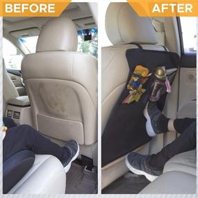 img 3 attached to 🚗 Защита заднего сиденья EcoNour для автомобилей (набор из 2 штук) - прочная защита сиденья с карманами для хранения детских вещей | Защита от грязи, слякоти и царапин | Защитное покрытие заднего сиденья автомобиля