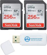 sandisk ultra 256gb карта памяти sd (2 шт.) sdxc uhs-i класс 10 (sdsdun4-256g-gn6in) пакет с everything but stromboli microsd & sd card reader - улучшенный seo логотип