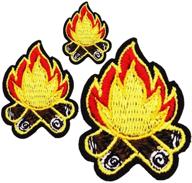 🔥 u-sky cool campfire flame iron on patches for girl scouts, set of 3 camping fire embroidered sew-on/ iron-on appliques patch, ideal for clothing, jackets, and jeans, various sizes: 1.5x1.6inch, 1.61x2.24inch, 2.32x2.99inch logo