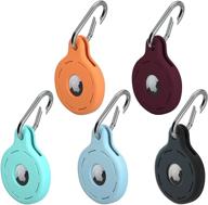 🌈 multi-color 5 pack silicone apple airtag case with keychain: protective cover for apple airtag tracker on dog collar, backpacks, and keys logo