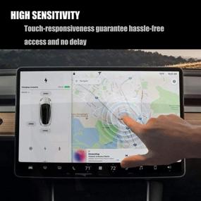 img 2 attached to 🔒 Премиальный HD защитный экран из закаленного стекла для Tesla Model 3 и Model Y - Антибликовое, Антипятновыводящее, Необходимые аксессуары для Tesla.