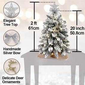 img 2 attached to 🎄 Montsprit Mini Christmas Tree: 20-Inch Tabletop White Tree for Desk Decoration in Office, Restaurant, Bedroom - Flocked Artificial Arbol de Navidad