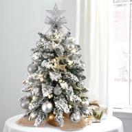 🎄 montsprit mini christmas tree: 20-inch tabletop white tree for desk decoration in office, restaurant, bedroom - flocked artificial arbol de navidad logo