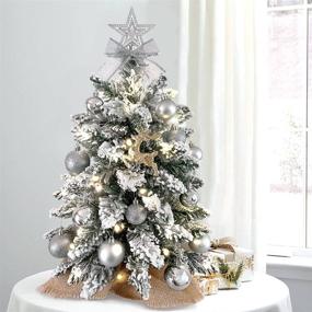 img 4 attached to 🎄 Montsprit Mini Christmas Tree: 20-Inch Tabletop White Tree for Desk Decoration in Office, Restaurant, Bedroom - Flocked Artificial Arbol de Navidad