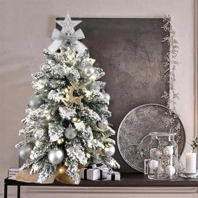 img 3 attached to 🎄 Montsprit Mini Christmas Tree: 20-Inch Tabletop White Tree for Desk Decoration in Office, Restaurant, Bedroom - Flocked Artificial Arbol de Navidad