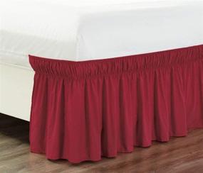 img 1 attached to Burgundy Ruffled Elastic Bedding Microfiber
