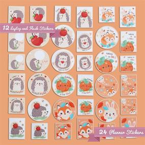 img 3 attached to 🦊 36-Pack Waterproof Navy Peony Cheerful Woodland Animal Sticker Bundle - Durable Square Vertical Stickers for Planners, Big Round Decals for Laptops, Water Bottles - Perfect Fit!