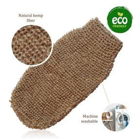 img 2 attached to 🌿 Deep Cleaning Hemp Exfoliating Back Scrubber Set for Men and Women - Experience Skin Relaxation with Long Back Washer Sleeve and Bath Scrub Mitten