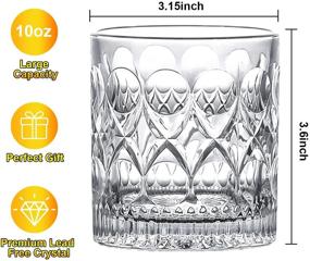 img 3 attached to 🥃 Premium Crystal Whiskey Glasses Set of 4 - Exquisite 10 OZ Old Fashioned Glasses for Whiskey Lovers, Scotch, Bourbon, and Cocktails