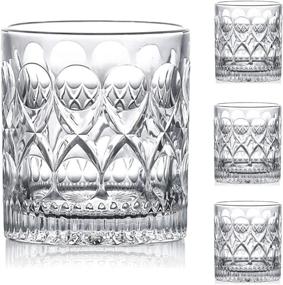 img 4 attached to 🥃 Premium Crystal Whiskey Glasses Set of 4 - Exquisite 10 OZ Old Fashioned Glasses for Whiskey Lovers, Scotch, Bourbon, and Cocktails