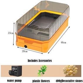 img 3 attached to Turtle Aquarium Kit with Small Water Pump, 🐢 Plastic Flowers, Decorative Stones - Reptile Terrarium House Cage
