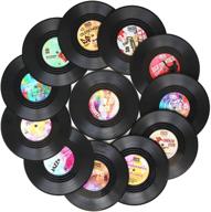 🎵 funny coasters for drinks: set of 12 vinyl record disk music drink coasters – perfect housewarming and wedding registry gift, conversation starters, unique home decor logo