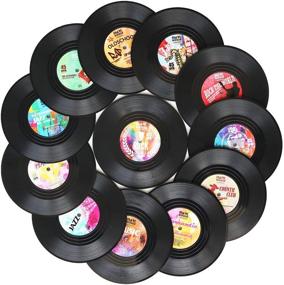 img 4 attached to 🎵 Funny Coasters for Drinks: Set of 12 Vinyl Record Disk Music Drink Coasters – Perfect Housewarming and Wedding Registry Gift, Conversation Starters, Unique Home Decor