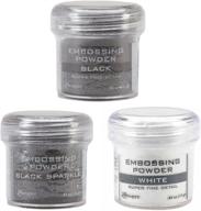 ranger embossing powder bundle - set of 3 black and white colors: ultra-fine black, sparkling black, and ultra-fine white logo