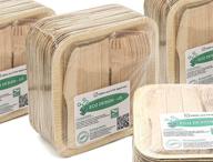 🌱 eco-friendly holiday party dinnerware set - 300 disposable palm leaf plates, wood forks & knives - 8" square design for festive feasts logo