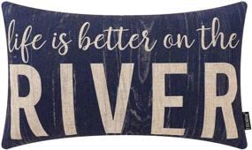 img 4 attached to 🌊 Enhance your River Theme Decor with the TRENDIN Blue Life is Better on The River Lumbar Pillow Cover - 12x20 Inch