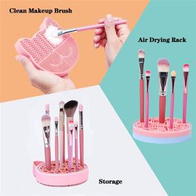 img 3 attached to 💄 Convenient 3-in-1 Silicone Makeup Brush Cleaner Mat with Drying Rack