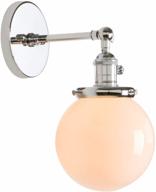 🔦 chrome permo vintage industrial wall sconce with hand blown milk white glass mini 5.9" round globe shade логотип