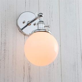 img 1 attached to 🔦 Chrome Permo Vintage Industrial Wall Sconce with Hand Blown Milk White Glass Mini 5.9" Round Globe Shade